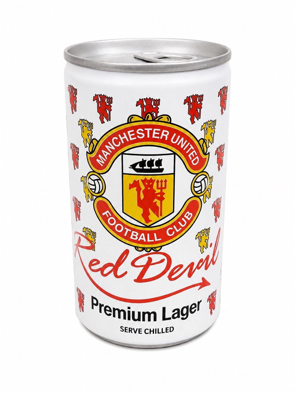 Vintage Manchester United Red Devil Lager Can 1987 Soccer Collectible